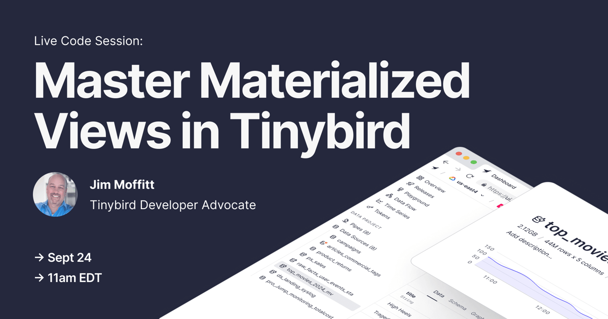 Master Materialized Views in Tinybird  -  OpenGraph